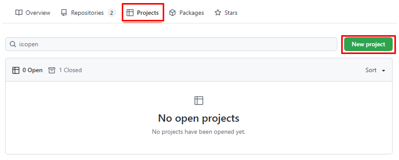 GitHub New project