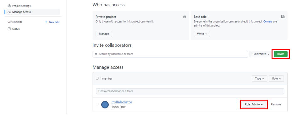 GitHub Manage access